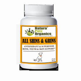 All Shins & Grins Capsules - Antioxidant Super Food Bone, Eye, Teeth & Skin Support Dog & Cat* (size: DOG/ 150 caps / 500 mg.)