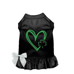 Shamrocks & Hearts Dog Dress/Shirt (Color: black, size: X Small)