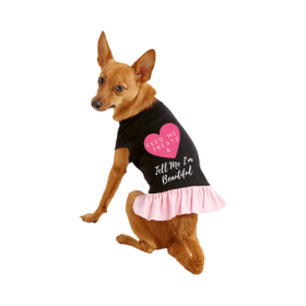 Feed Me Treats & Tell Me I'm Beautiful (Color: Black w Light Pink Ruffle, size: medium)