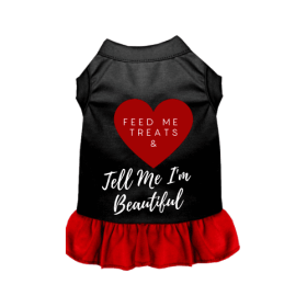 Feed Me Treats & Tell Me I'm Beautiful (Color: Black w Red Ruffle, size: medium)