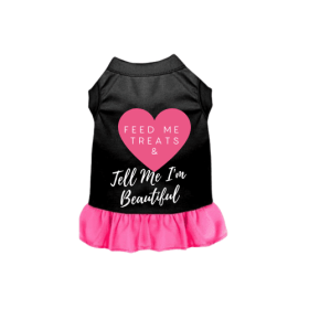 Feed Me Treats & Tell Me I'm Beautiful (Color: Black w Hot Pink Ruffle, size: X Small)