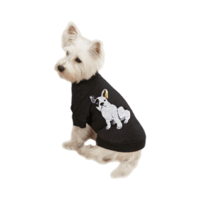 Frenchie Sequin Tee (Color: black, size: X Small)