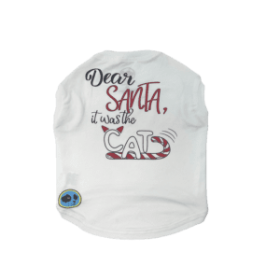 Dear Santa/Cat Tee (Color: White, size: X-Large)