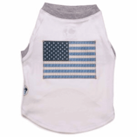 Denim Inspired American Flag Tee (Color: White, size: medium)