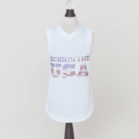 Born in the USA (Color: White (Tank Top), size: large)