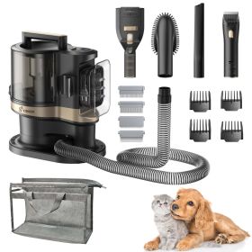 Pet Grooming Kit,Dog Grooming Vacuum Kit Professional,Dog Grooming Clippers with 3.5L Container (Color: black)