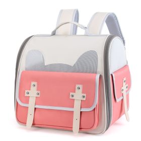 Outdoor Portable Backpack Portable Folding Breathable Cat Pet Dog Bag (Option: 7 Pink)